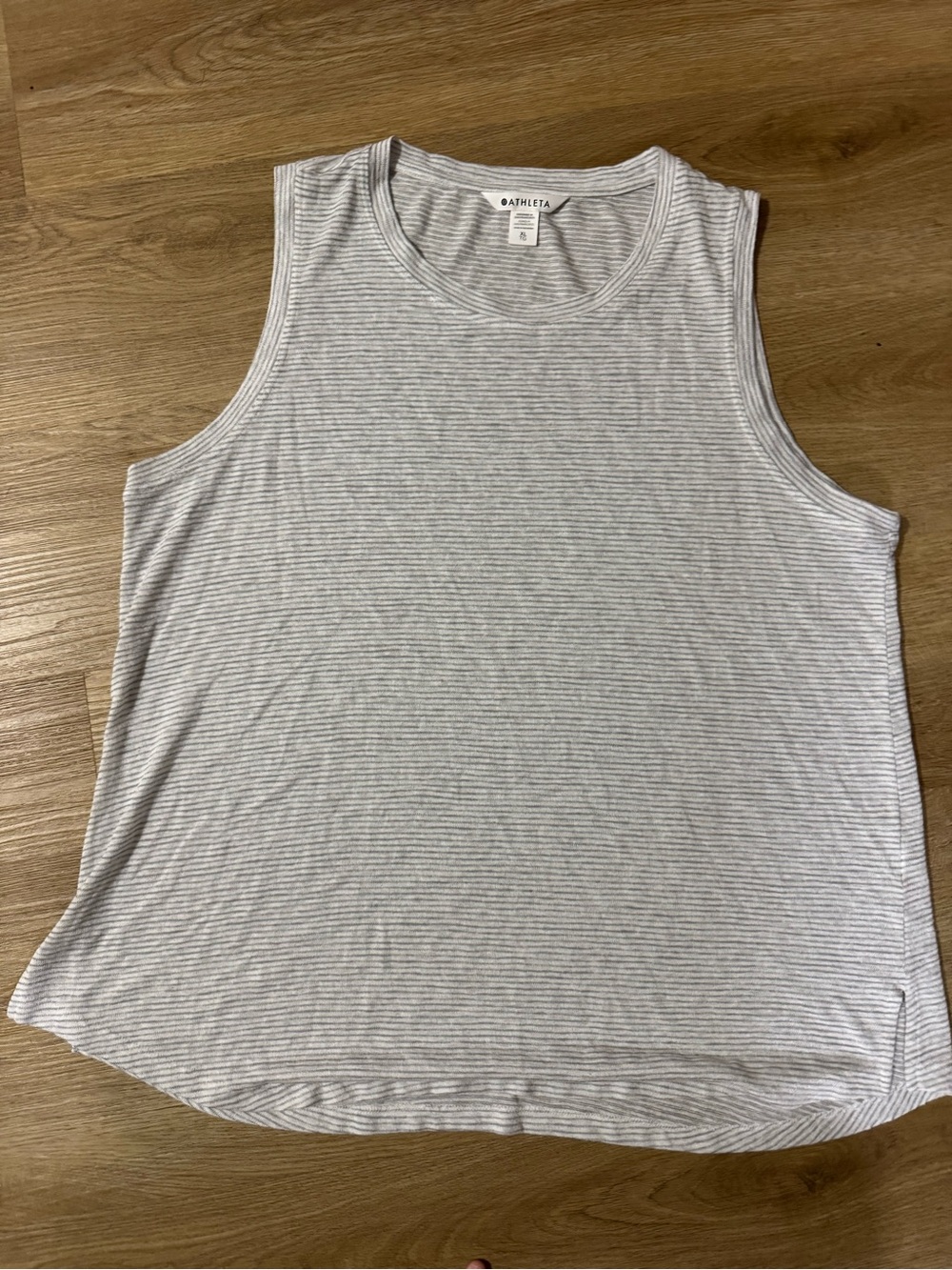 Athleta Light Gray and White Striped Tank Top Sz XL